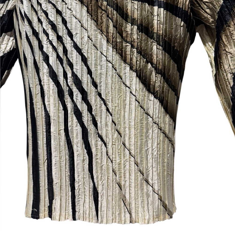Alberto Makali Black Gold Crinkle Knit Beaded Top Women’s M Evening Artsy Y2K - Picture 8 of 12